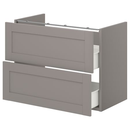 Напольный шкаф для раковины,2 ящика, 80x42x60 см, серый, серый каркас IKEA BEGIVENHET БЕГИВЕНХЕТ 993.223.46