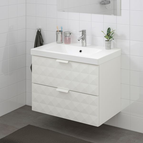 Шкаф для раковины с 2 ящ, Решён белый, ДАЛЬШЕР смеситель 83x49x64 см IKEA ГОДМОРГОН / ОДЕНСВИК 292.929.08 - фото 2