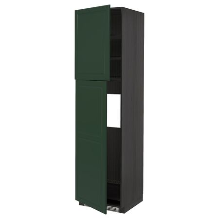 Высокий шкаф для холодильника/2дверцы, черный/Будбин темно-зеленый 60x60x220 см IKEA МЕТОД 093.133.51