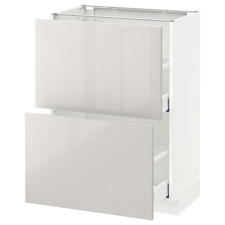 Напольный шкаф с 2 ящиками, белый/Рингульт светло-серый 60x37 см IKEA METOD МЕТОД / MAXIMERA МАКСИМЕРА 092.359.66
