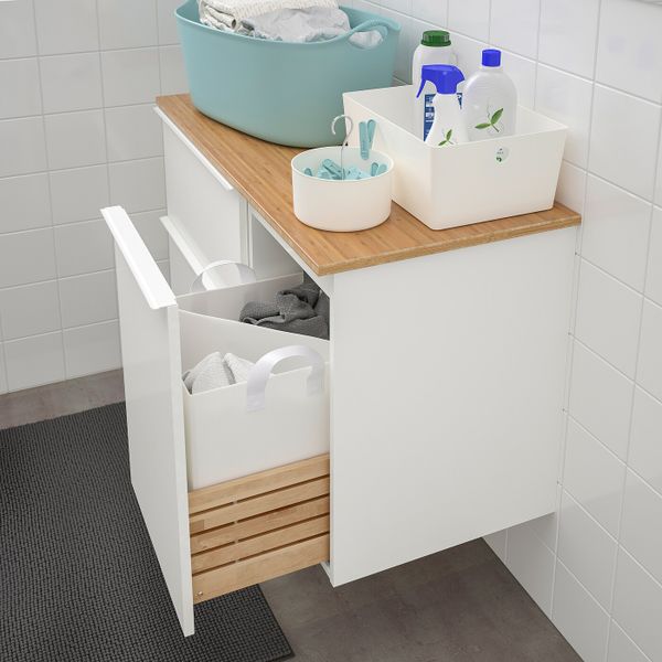 Шкаф под раковину с 3 ящиками, глянцевый белый/бамбук 102x49x60 см IKEA ГОДМОРГОН / ТОЛКЕН 492.952.65 - схема-чертеж с размерами