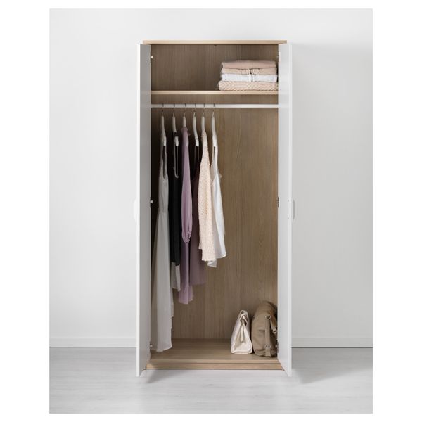 Шкаф платяной АСКВОЛЬ, под беленый дуб, белый (80x52x189 см) - фото 3