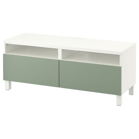 Тумба для ТВ с ящиками БЕСТО, белый, Лаппвикен зеленый (120x40x48 см)