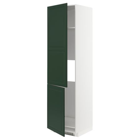 Высокий шкаф для/холод/мороз/2дверцы, белый/Будбин темно-зеленый 60x60x220 см IKEA METOD МЕТОД 293.120.15