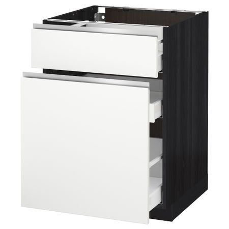 Напольный шкаф, выдвижной секцией, ящик МЕТОД / МАКСИМЕРА, черный, Нодста белый