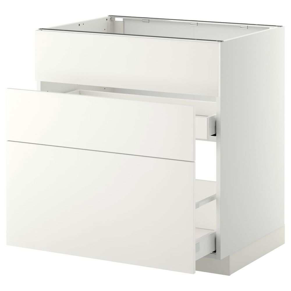 Напольный шкаф под мойку + 3 фронтальных панели/2ящ, белый/Хэггеби белый 80x60 см IKEA METOD МЕТОД / MAXIMERA МАКСИМЕРА - схема-чертеж с размерами