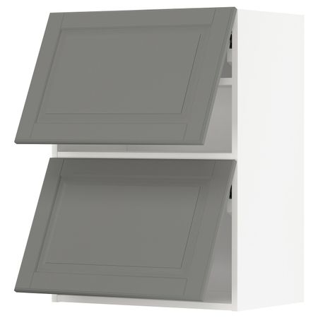 Навесной шкаф, 2 дверцы, горизонтал, белый/Будбин серый 60x80 см IKEA METOD МЕТОД 393.916.58