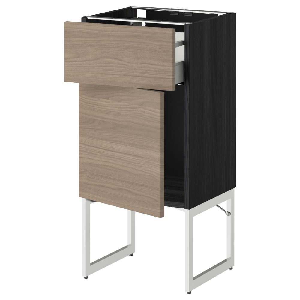 Напольный шкаф с ящиком, дверью МЕТОД / МАКСИМЕРА, черный, Брокхульт светло-серый - схема-чертеж с размерами