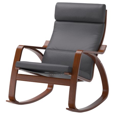 Кресло-качалка ПОЭНГ, классический коричневый, Финнста серый