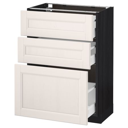 Напольный шкаф с 3 ящиками МЕТОД / МАКСИМЕРА, черный, Лаксарби белый