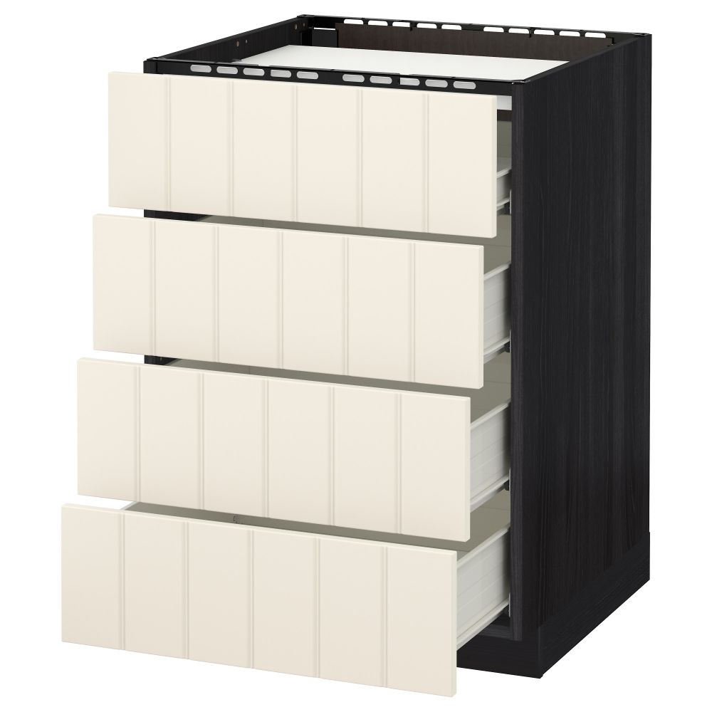 Напольный шкаф, 4 фронтальных панели, 4 ящика МЕТОД / ФОРВАРА, черный, Хитарп белый с оттенком - фото 1
