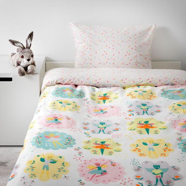 Пододеяльник и 1 наволочка, фея, светло-розовый, 150x200/50x70 см IKEA ЛАТТО 703.509.19 - схема-чертеж с размерами