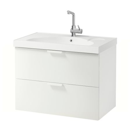 Шкаф для раковины с 2 ящиками ГОДМОРГОН / ЭДЕБОВИКЕН, белый (80x49x64 см)