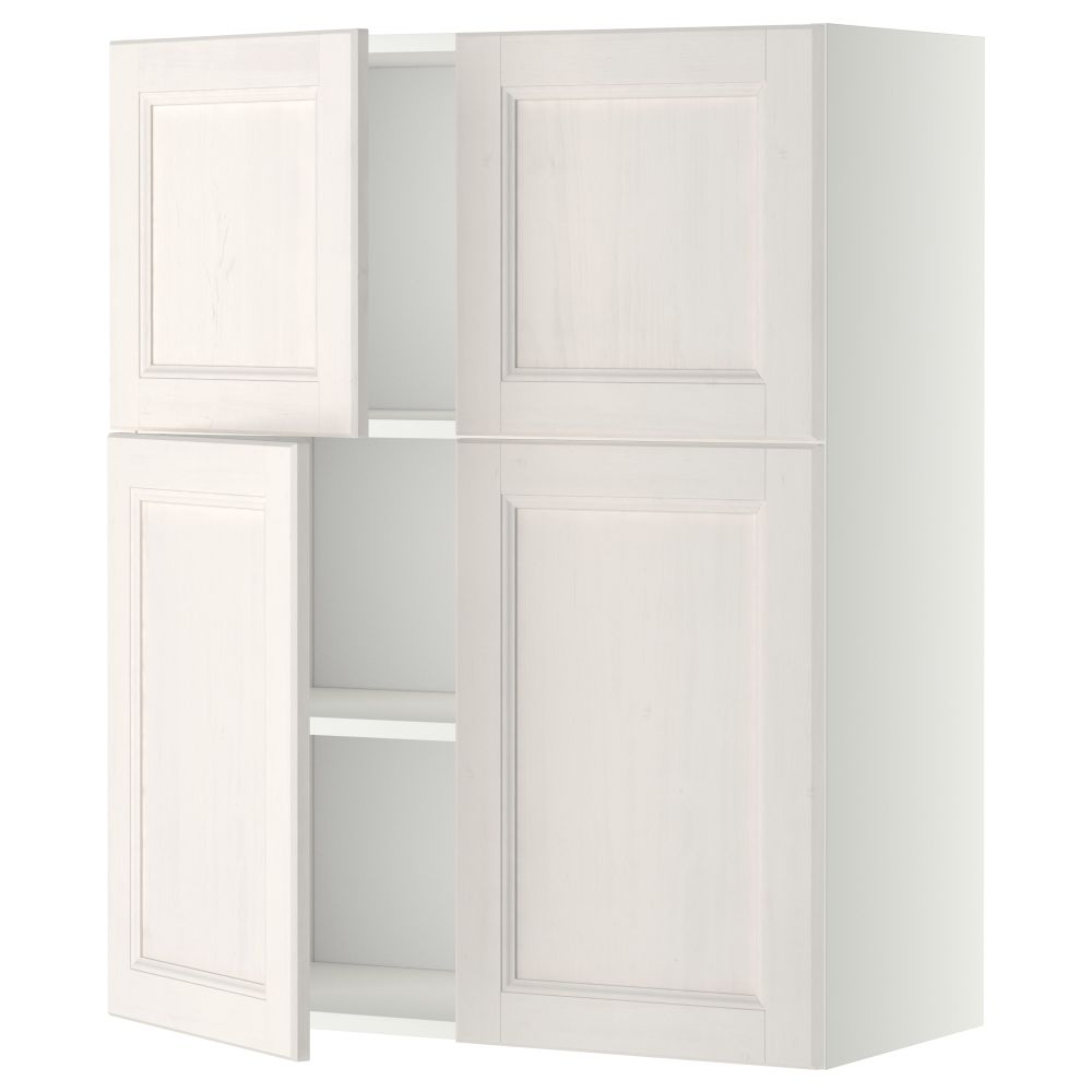 Навесной шкаф с полками, 4 дверцы МЕТОД, белый, Лаксарби белый (80x100 см) - схема-чертеж с размерами