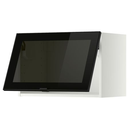 Горизонтальный навесная шкаф со стеклянной дверью, белый/Ютис дымчатое стекло 60x40 см IKEA МЕТОД 293.305.85