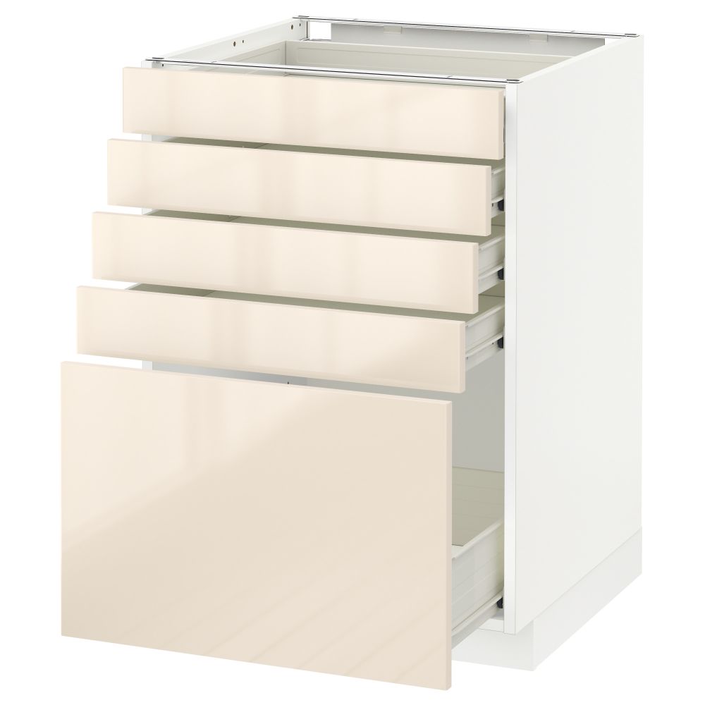 Напольный шкаф с 5 ящиками МЕТОД / ФОРВАРА, белый, Рингульт кремовый - схема-чертеж с размерами
