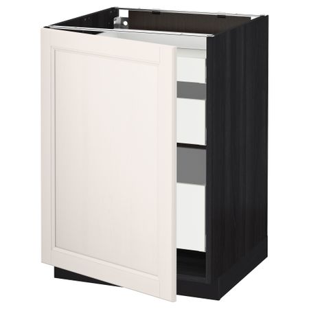 Напольный шкаф с 1 дверцей, 3 ящика МЕТОД / МАКСИМЕРА, черный, Лаксарби белый