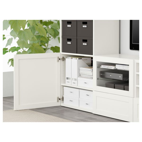 Шкаф для ТВ, комбинированный, стекляные дверцы БЕСТО, Ханвикен, Синдвик белый прозрачное стекло (240x40x230 см) - фото 3