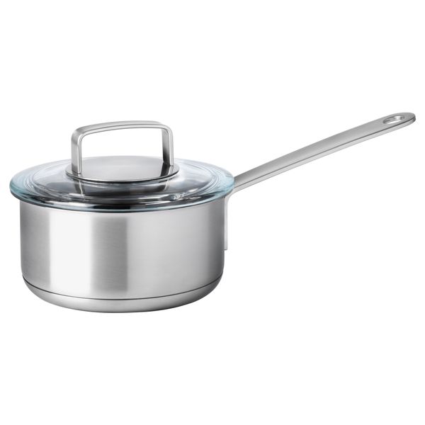 Ковш с крышкой ИКЕА/365+, нержавеющ сталь, стекло (1 л) - фото 1