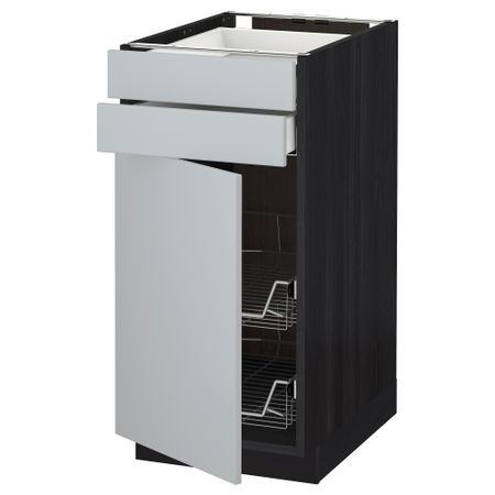 Напольный шкаф, дверца, 2 ящика, проволочных корзин МЕТОД / МАКСИМЕРА, черный, Веддинге серый