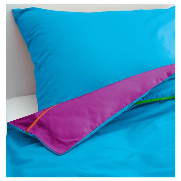 Пододеяльник и 1 наволочка СТИККАТ, бирюзовый, сиреневый (150x200/50x70 см) - фото 1