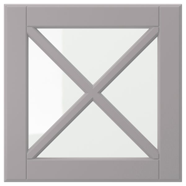 Стеклянная дверца с переплетом, серый 40x40 см IKEA BODBYN БУДБИН 004.001.64 - фото 1