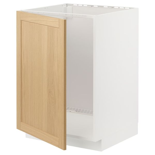 METOD Напольный шкаф для мойки - белый/Forsbacka дуб 60x60 см - фото 1