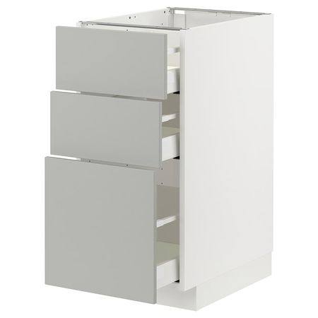 METOD / MAXIMERA Напольный шкаф с 3 ящиками - белый/Havstorp светло-серый 40x60 см