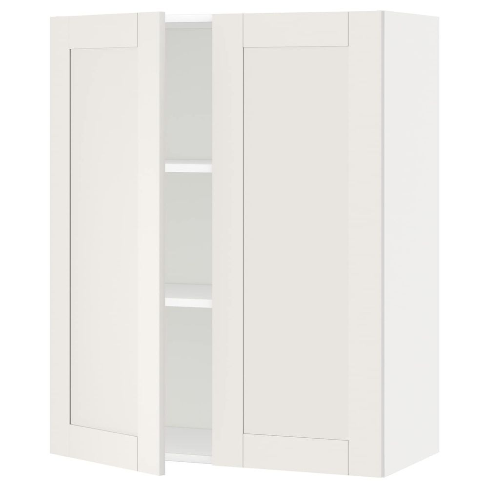Навесной шкаф с полками/2дверцы, белый/Сэведаль белый 80x100 см IKEA METOD МЕТОД 092.231.57 - схема-чертеж с размерами