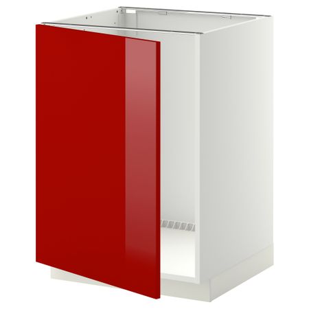 Напольный шкаф для раковины МЕТОД, белый, Рингульт красный (60x60 см)