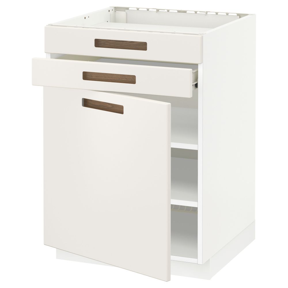 Напольный шкаф для варочной панели, доводчик, 2 фасада, 1 ящик МЕТОД / ФОРВАРА, белый, Мэрста белый (60x60 см) - схема-чертеж с размерами