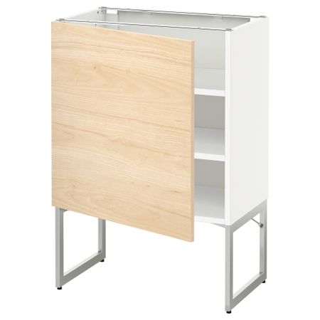 Напольный шкаф с полками МЕТОД, белый, Аскерсунд ясень под светлый ясень