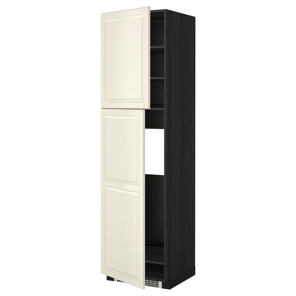 Высокий шкаф для холодильника, 2 дверцы МЕТОД, черный, Будбин белый с оттенком - схема-чертеж с размерами