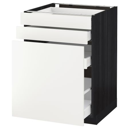 Напольный шкаф с выдвижными модулями, 2 фронтальные панели МЕТОД / МАКСИМЕРА, черный, Хэггеби белый