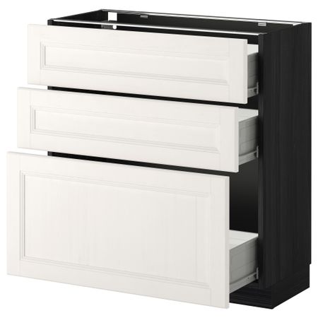 Напольный шкаф с 3 ящиками МЕТОД / ФОРВАРА, черный, Лаксарби белый