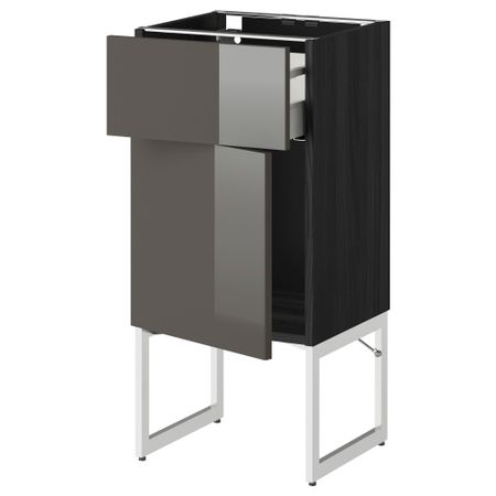 Напольный шкаф с ящиком, дверью МЕТОД / МАКСИМЕРА, черный, Рингульт серый