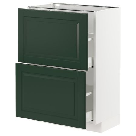 Напольный шкаф с 2 ящиками, белый/Будбин темно-зеленый 60x37 см IKEA METOD МЕТОД / MAXIMERA МАКСИМЕРА 793.125.36