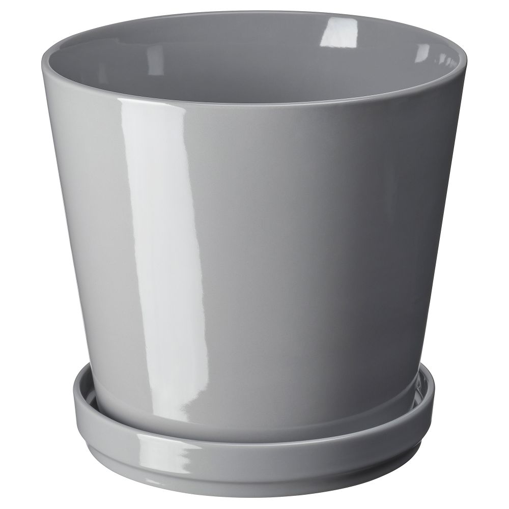 Горшок цветочный с поддоном, для дома, улицы серый, 19 см IKEA CITRUSFRUKT 105.108.31 - фото 1