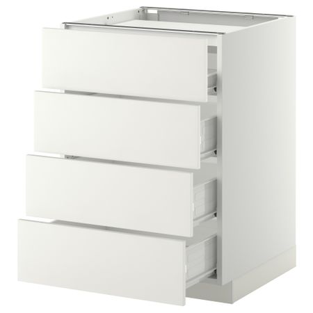 Напольный шкаф, 4 фронтальных панели, 4 ящика МЕТОД / ФОРВАРА, белый, Хэггеби белый