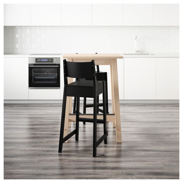 Барный стол и 2 барных стула НОРРОКЕР / НОРРОКЕР, белый береза, черный (74 см) - схема-чертеж с размерами