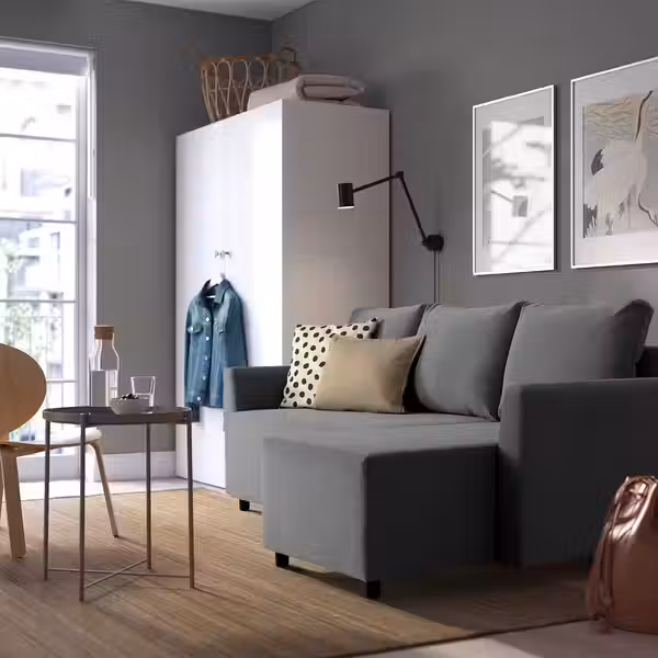 BRISSUND 3-местный диван-кровать с козеткой - Hakebo темно-серый - фото 4