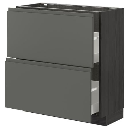 Напольный шкаф с 2 ящиками, черный/Воксторп темно-серый 80x37 см IKEA МЕТОД / МАКСИМЕРА 793.110.37
