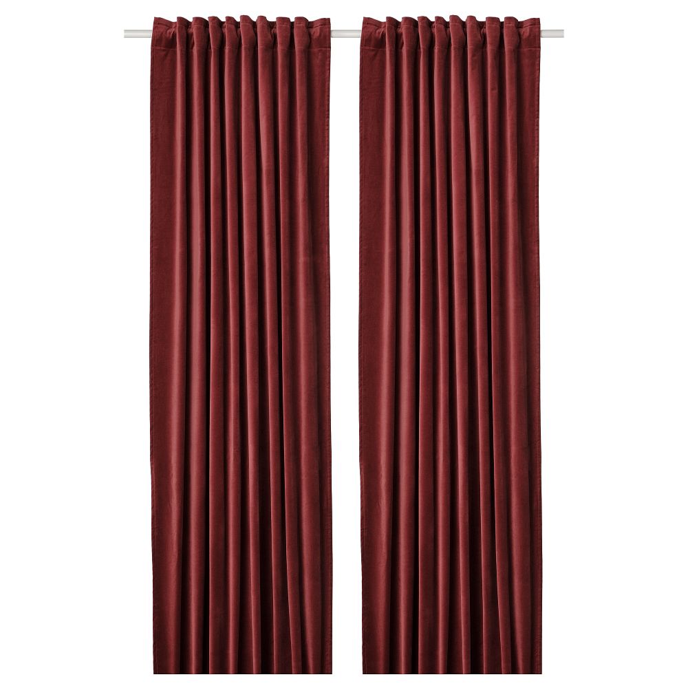 Гардины, 2 шт., 140x300 см, коричнево-красный IKEA SANELA САНЕЛА 605.601.83 - фото 1