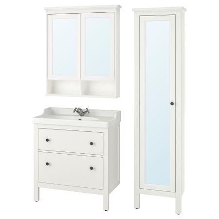 Комплект мебели для ванной, 5 предмета, 82 см, белый, РУНШЕР смеситель IKEA HEMNES ХЕМНЭС, RÄTTVIKEN РЭТТВИКЕН 993.044.46