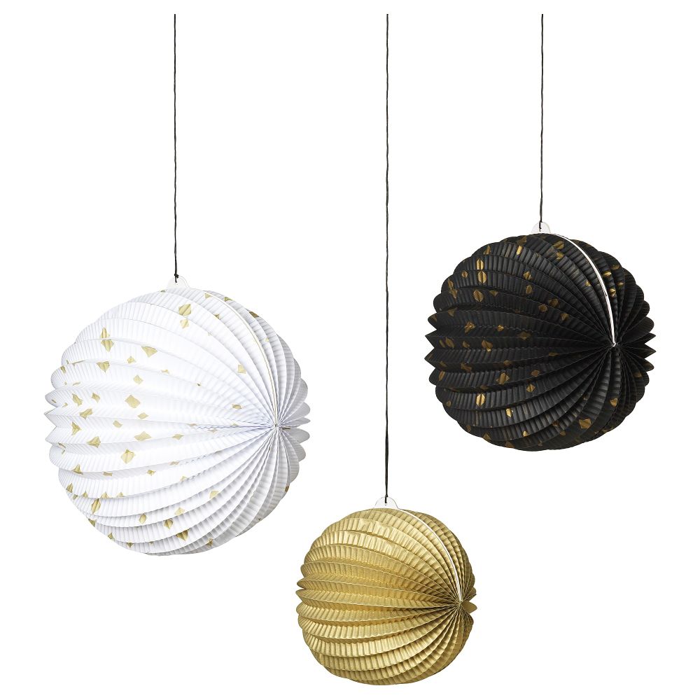 Подвесные украшения, 3 предмета ВИНТЕР 2018, черный/белый, золотой - схема-чертеж с размерами