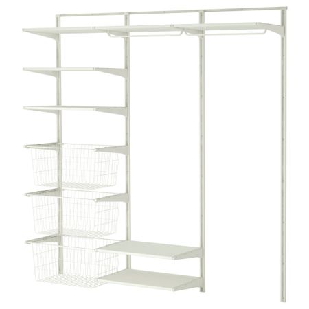 Настенная шина, полки, штанга АЛЬГОТ, белый (190x40x196 см)