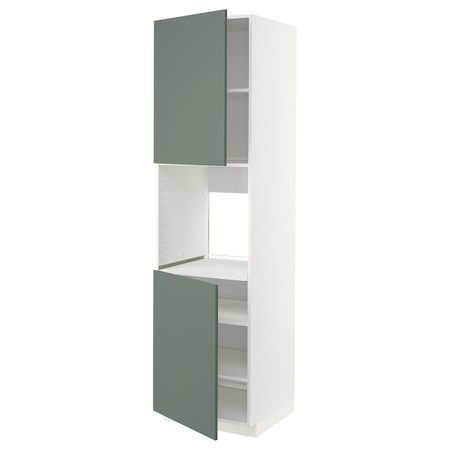 Высокий шкаф для духовки/2дверцы/полки, белый/Бодарп серо-зеленый 60x60x220 см IKEA METOD МЕТОД 494.469.19