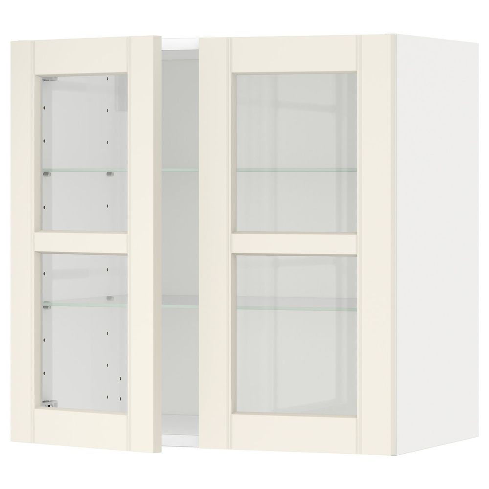 Навесной шкаф с полками, 2 стекло дв, белый/Хитарп белый с оттенком 60x60 см IKEA METOD МЕТОД 892.404.26 - схема-чертеж с размерами