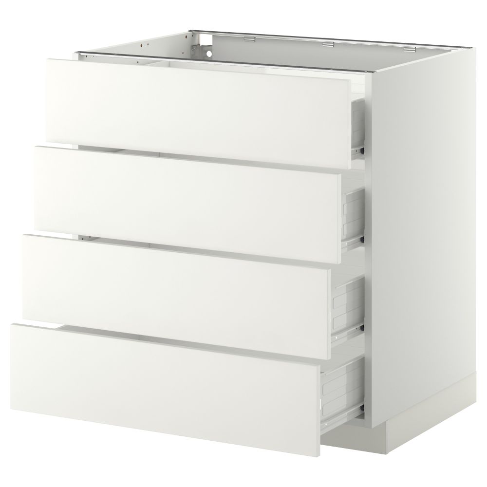 Напольный шкаф 4 фронтальных панели, 4 ящика МЕТОД / ФОРВАРА, белый, Хэггеби белый - схема-чертеж с размерами