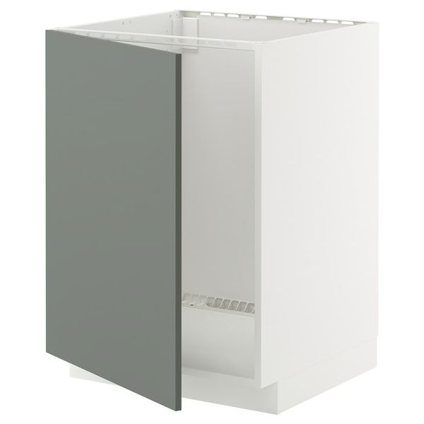 METOD Напольный шкаф для мойки - белый/Nickebo матовый серо-зеленый 60x60 см - фото 1